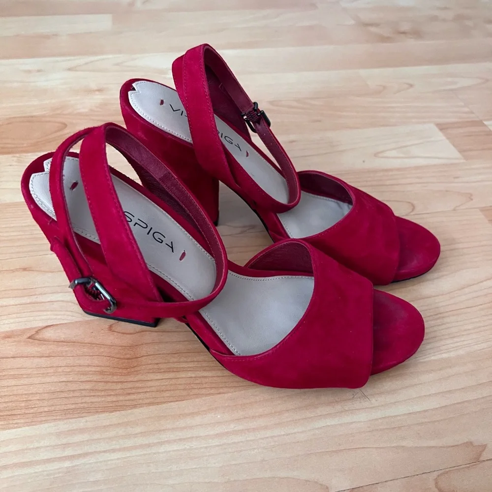 Via Spiga Red Suede Sandals - Picture 4 of 9